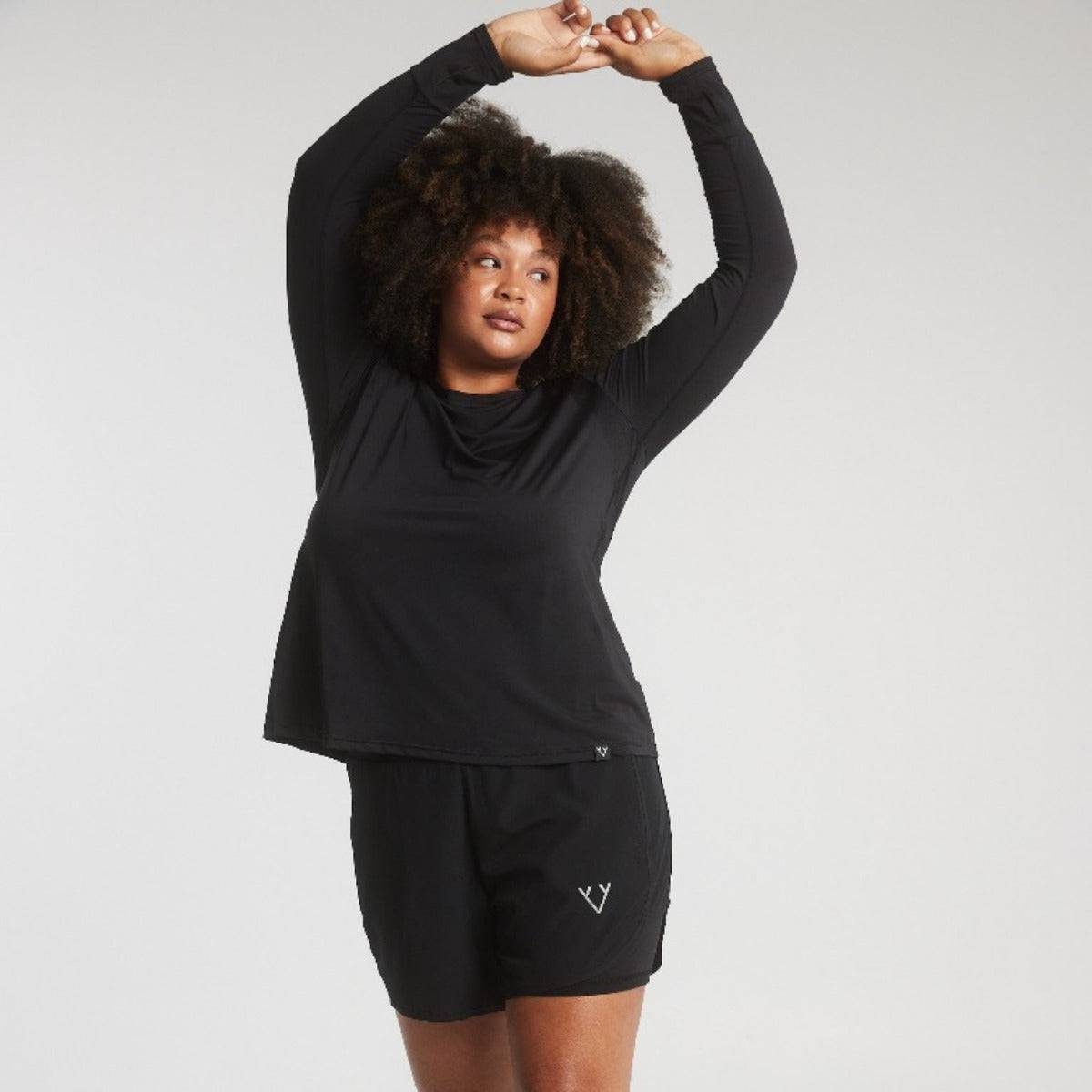 Woman wearing Victoria Stag's Core Long Sleeve Tee V2